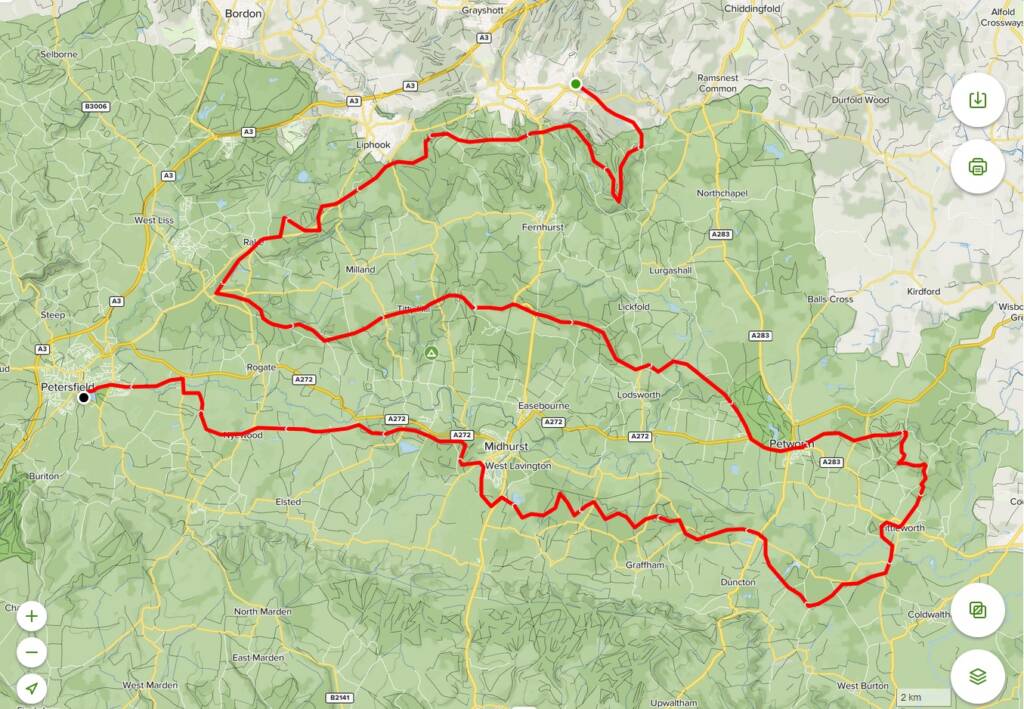 a map showing the Serpent Trail route.